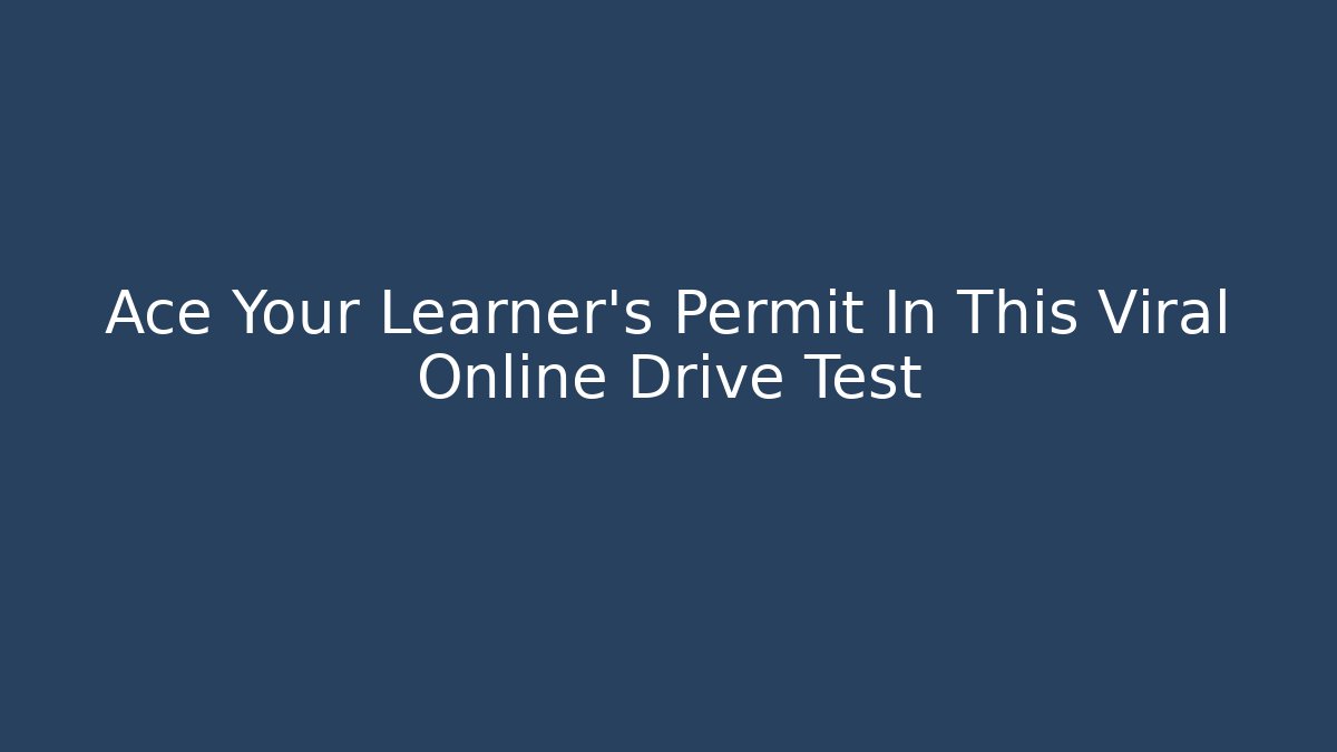 Ace Your Learner's Permit In This Viral Online Drive Test