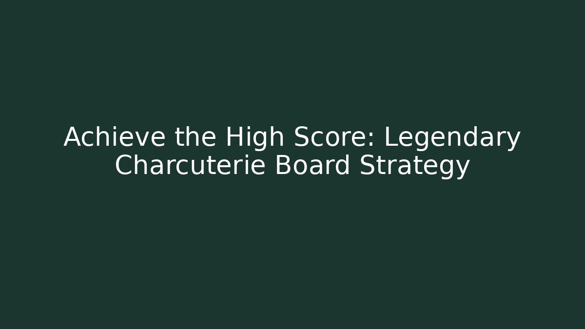 Achieve the High Score: Legendary Charcuterie Board Strategy