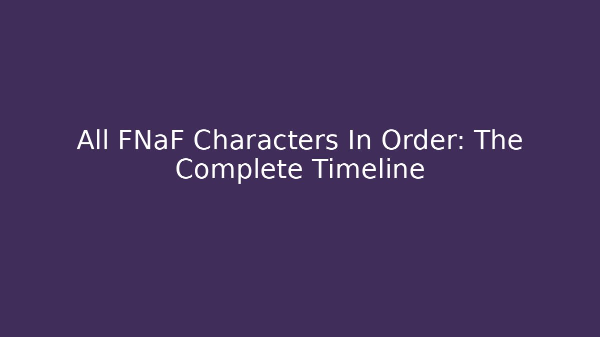 All FNaF Characters In Order: The Complete Timeline - Critter Realm