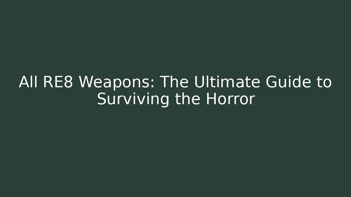 All RE8 Weapons: The Ultimate Guide to Surviving the Horror