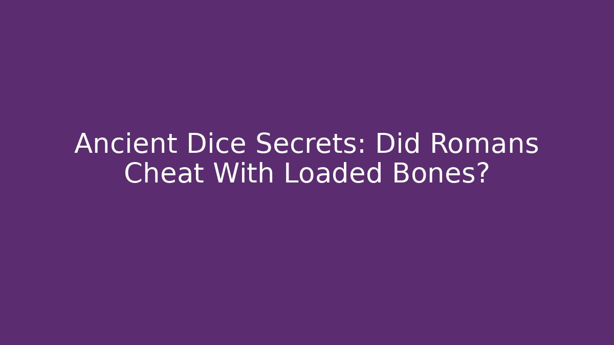 Ancient Dice Secrets: Did Romans Cheat With Loaded Bones? - Critter Realm