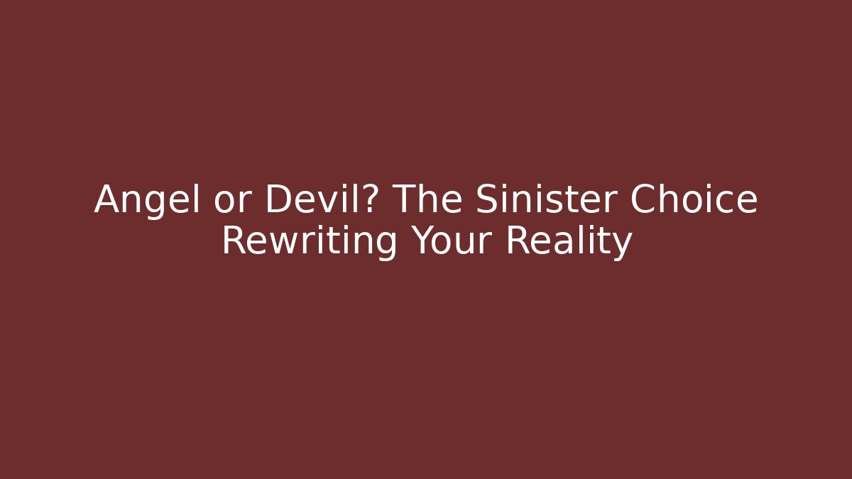 Angel or Devil? The Sinister Choice Rewriting Your Reality - Critter Realm