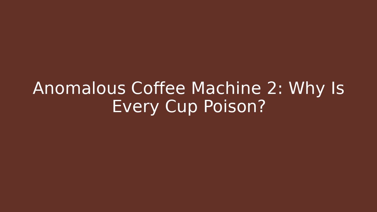 Anomalous Coffee Machine 2: Why Is Every Cup Poison?