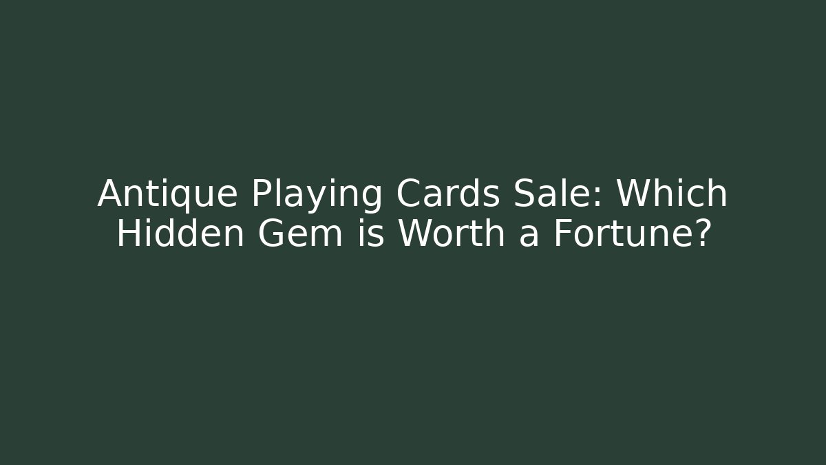 Antique Playing Cards Sale: Which Hidden Gem is Worth a Fortune?