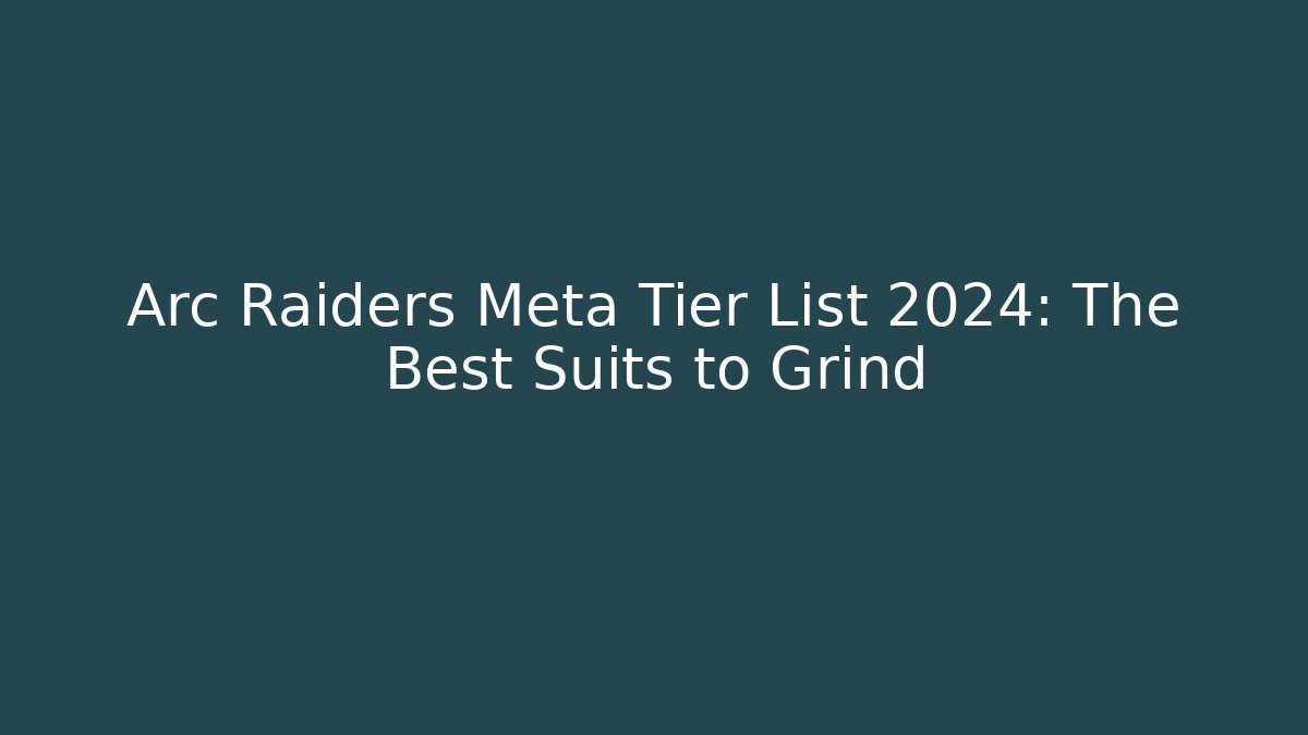 Arc Raiders Meta Tier List 2024: The Best Suits to Grind