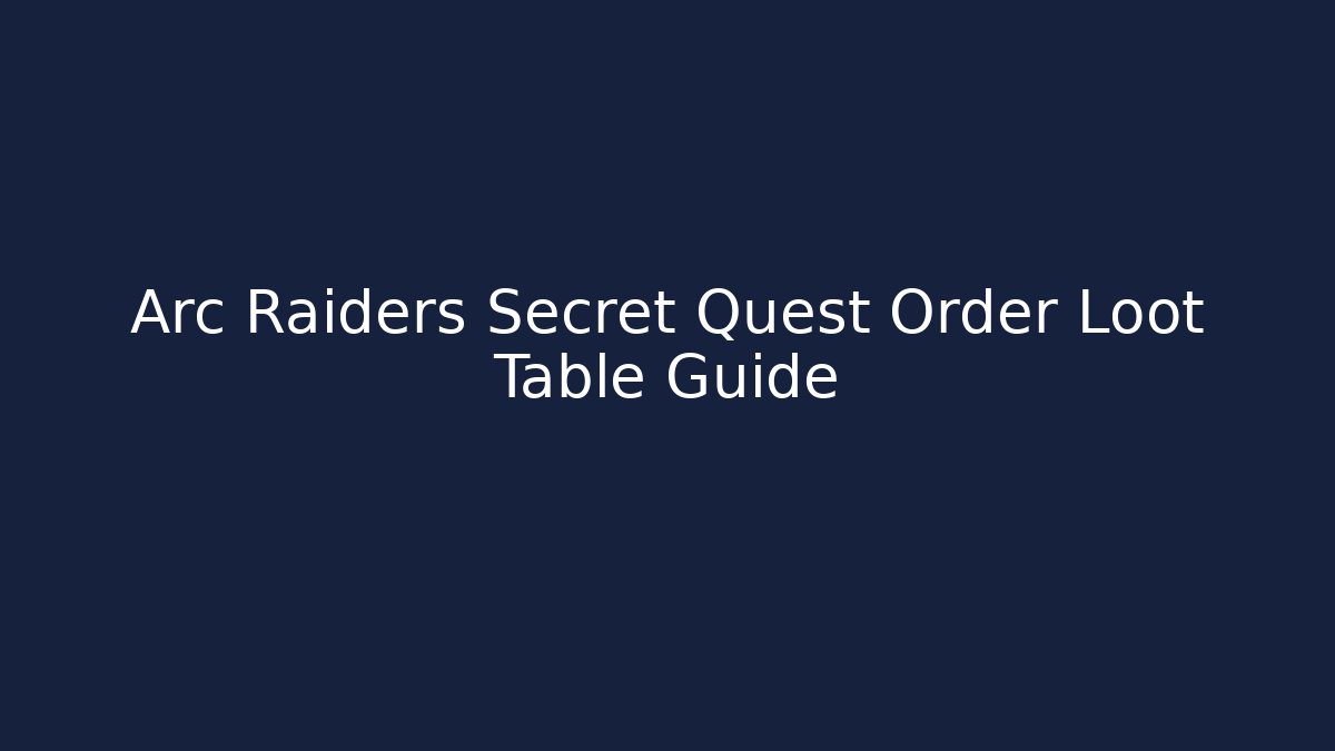 Arc Raiders Secret Quest Order Loot Table Guide