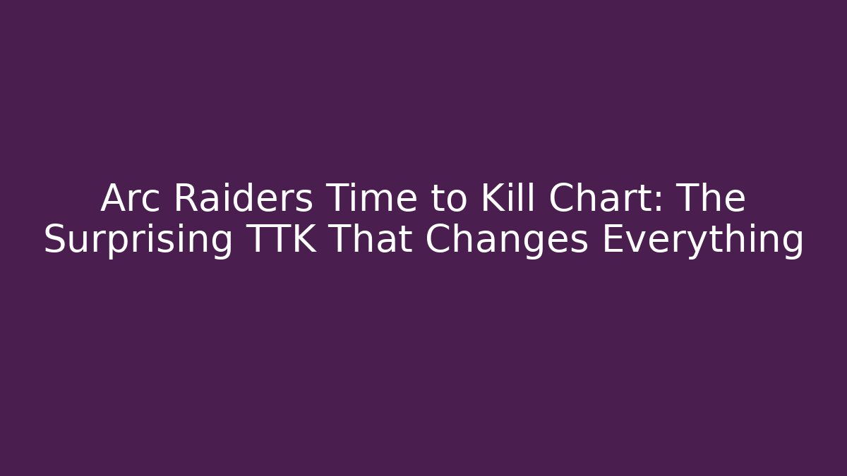 Arc Raiders Time to Kill Chart: The Surprising TTK That Changes Everything