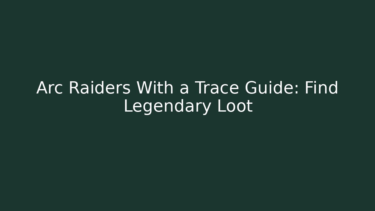 Arc Raiders With a Trace Guide: Find Legendary Loot