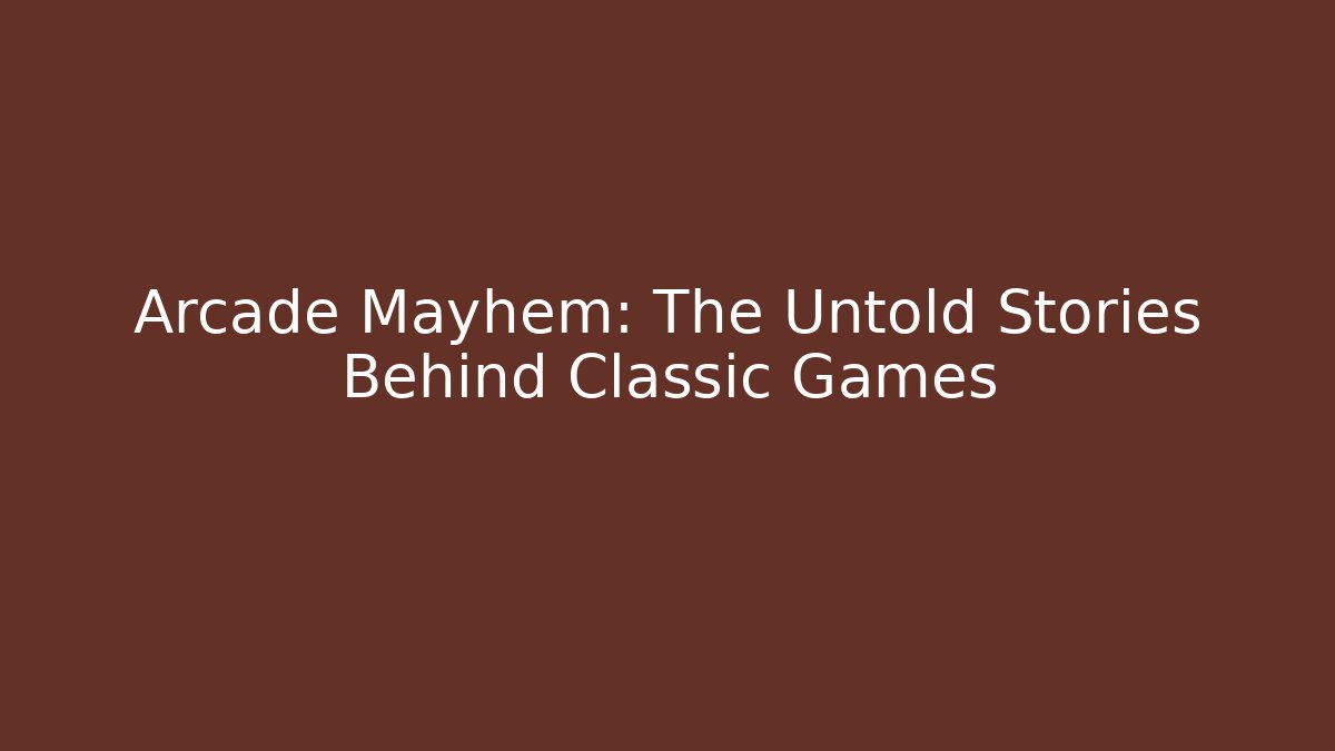 Arcade Mayhem: The Untold Stories Behind Classic Games