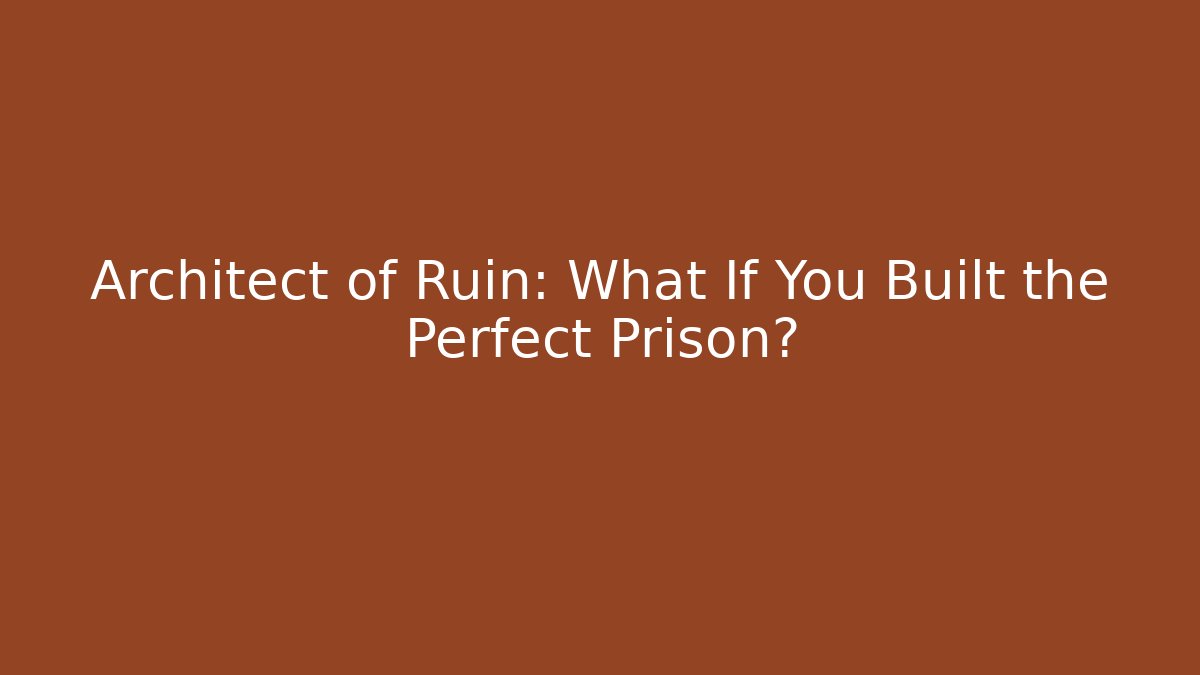 Architect of Ruin: What If You Built the Perfect Prison?
