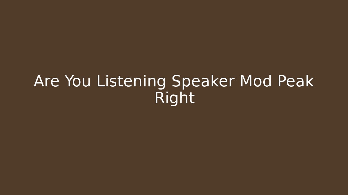 Are You Listening Speaker Mod Peak Right