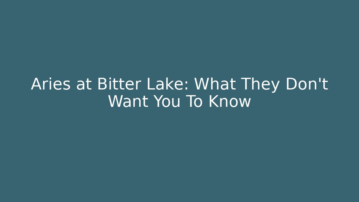 Aries at Bitter Lake: What They Don't Want You To Know