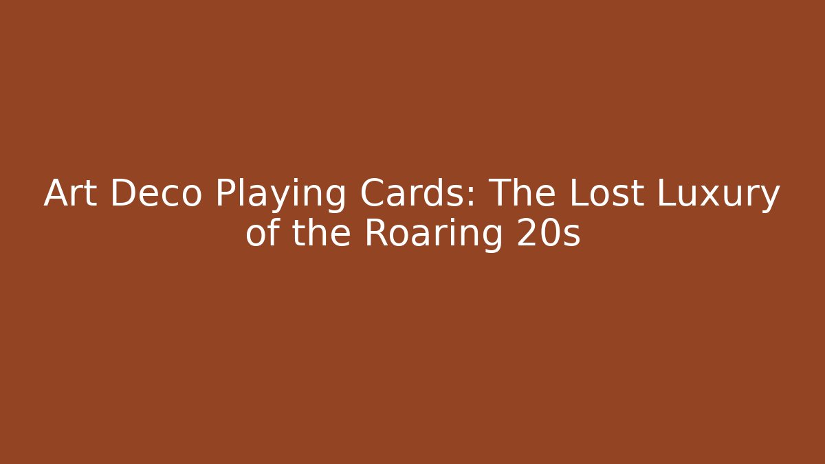 Art Deco Playing Cards: The Lost Luxury of the Roaring 20s