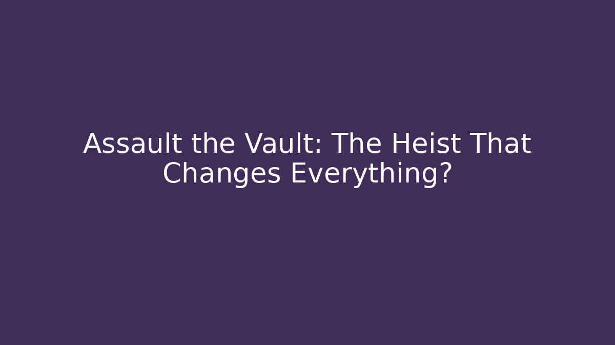 Assault the Vault: The Heist That Changes Everything? - Critter Realm