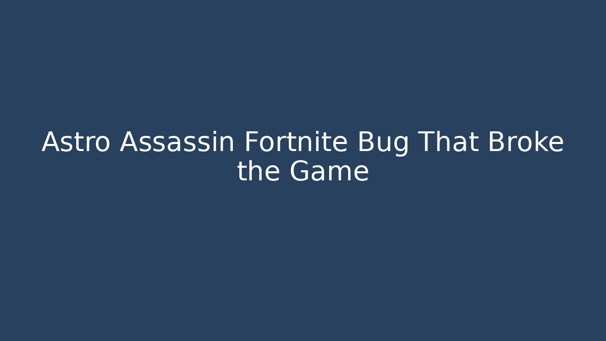 Astro Assassin Fortnite Bug That Broke the Game