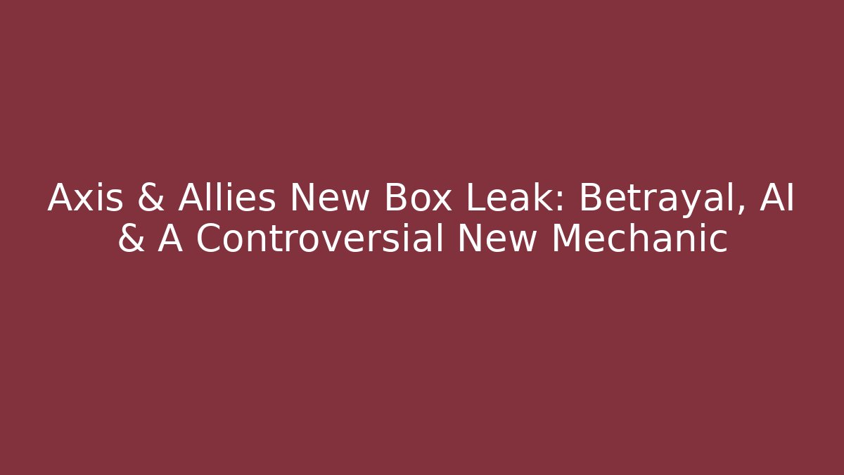 Axis & Allies New Box Leak: Betrayal, AI & A Controversial New Mechanic