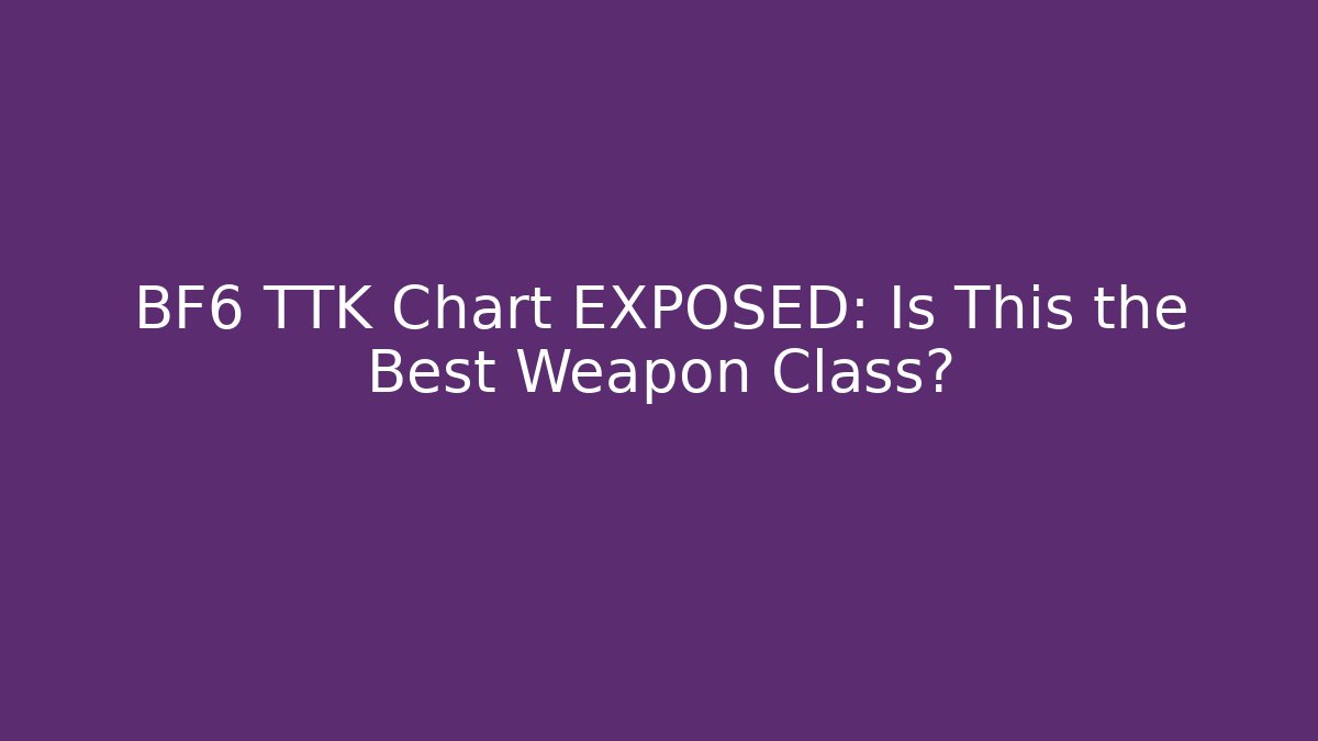 BF6 TTK Chart EXPOSED: Is This the Best Weapon Class?