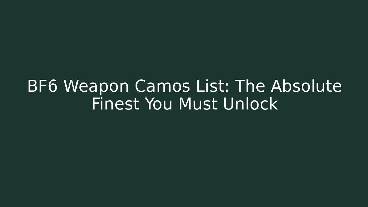 BF6 Weapon Camos List: The Absolute Finest You Must Unlock