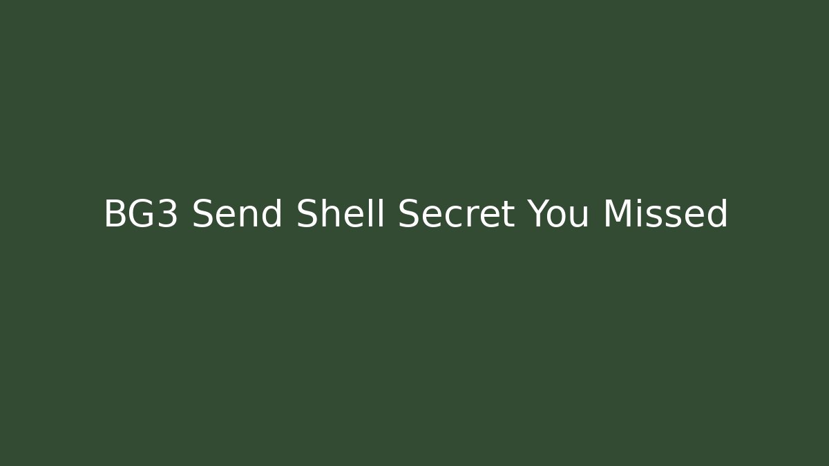 BG3 Send Shell Secret You Missed