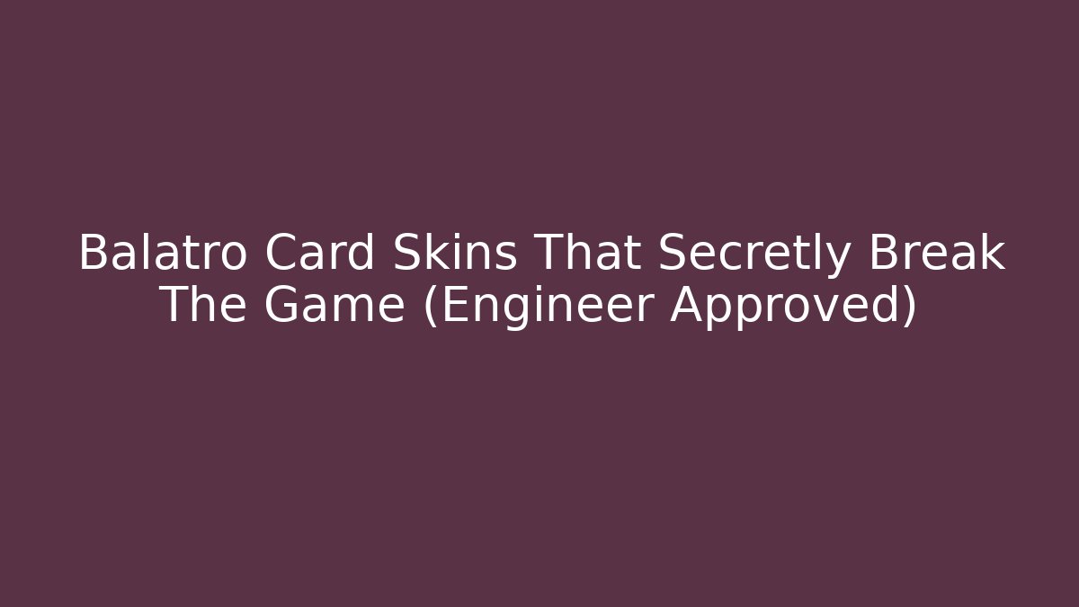 Balatro Card Skins That Secretly Break The Game (Engineer Approved)