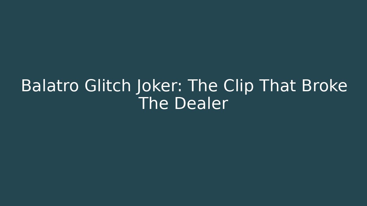Balatro Glitch Joker: The Clip That Broke The Dealer