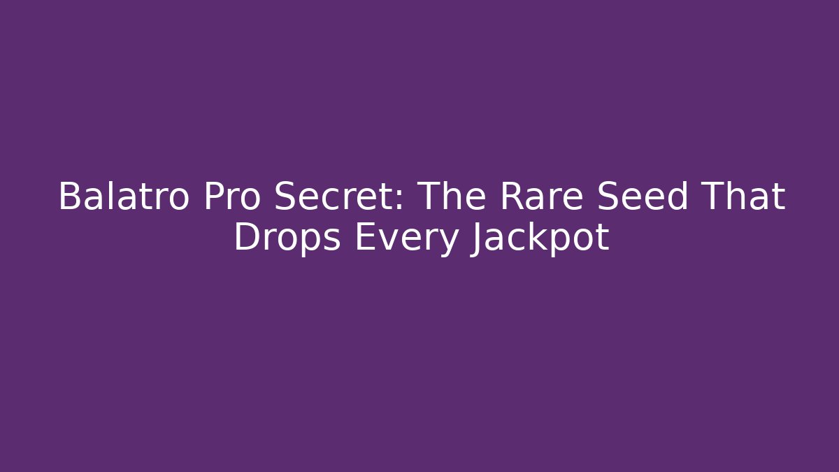 Balatro Pro Secret: The Rare Seed That Drops Every Jackpot