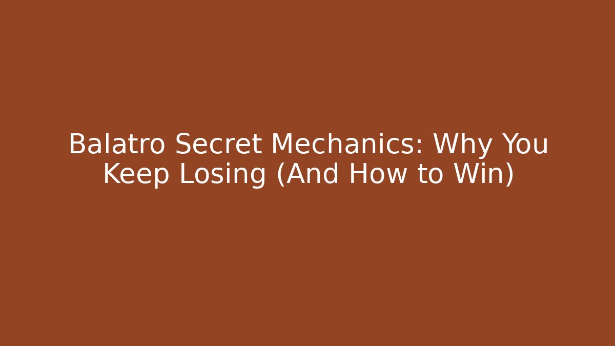 Balatro Secret Mechanics: Why You Keep Losing (And How to Win)