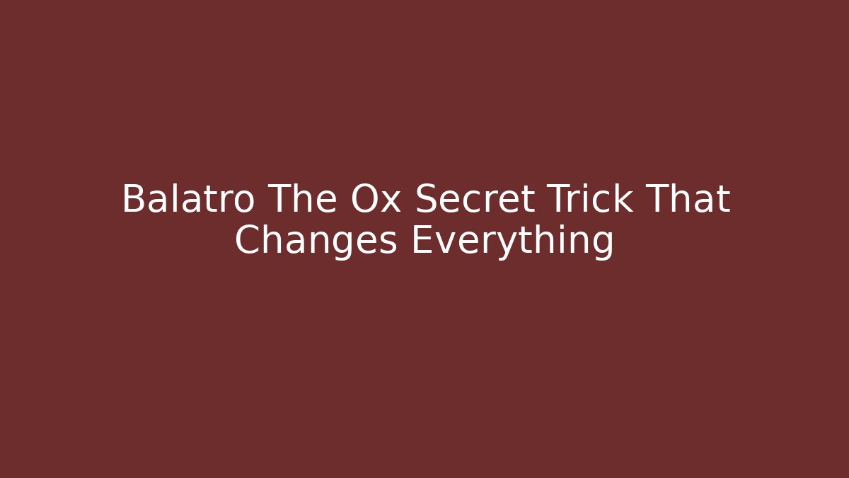 Balatro The Ox Secret Trick That Changes Everything
