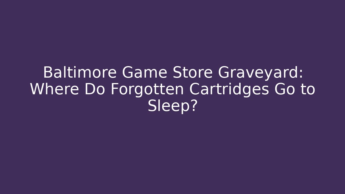 Baltimore Game Store Graveyard: Where Do Forgotten Cartridges Go to Sleep?