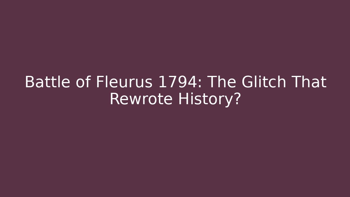 Battle of Fleurus 1794: The Glitch That Rewrote History?