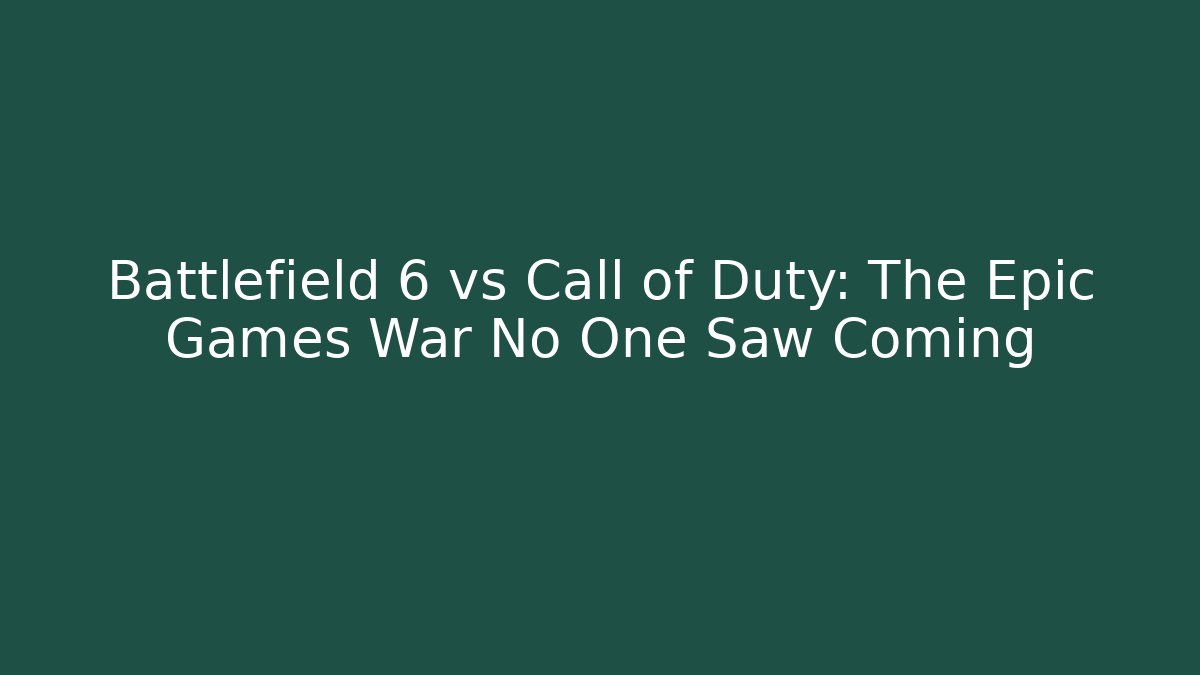 Battlefield 6 vs Call of Duty: The Epic Games War No One Saw Coming