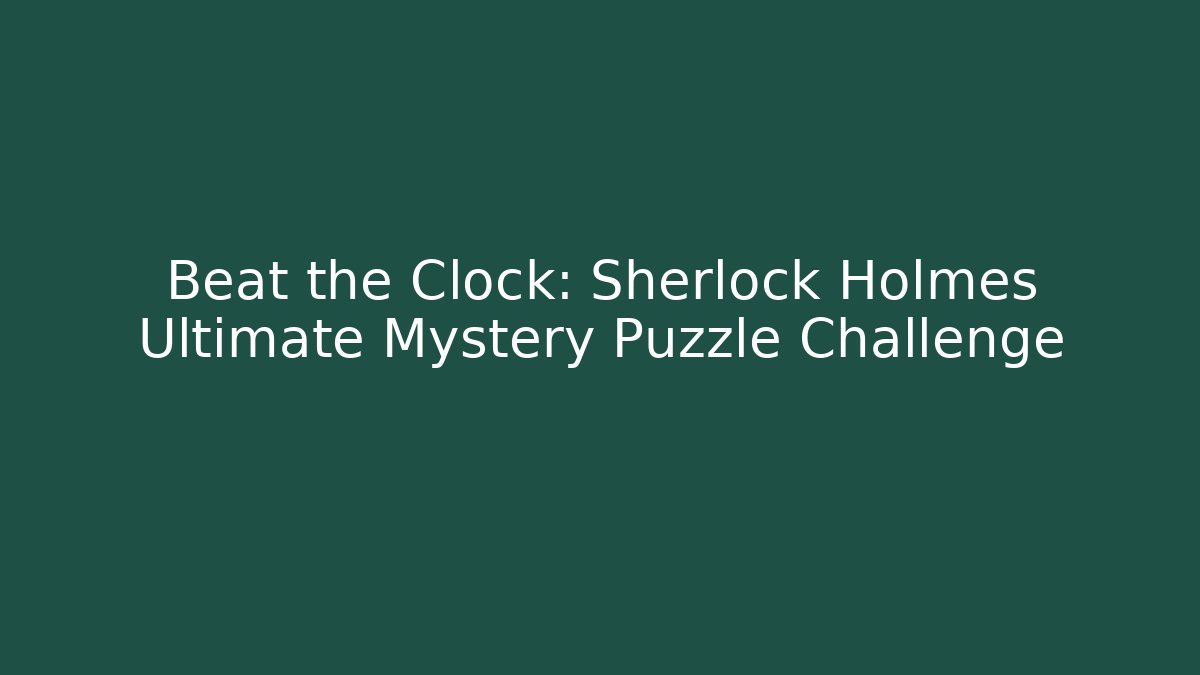 Beat the Clock: Sherlock Holmes Ultimate Mystery Puzzle Challenge