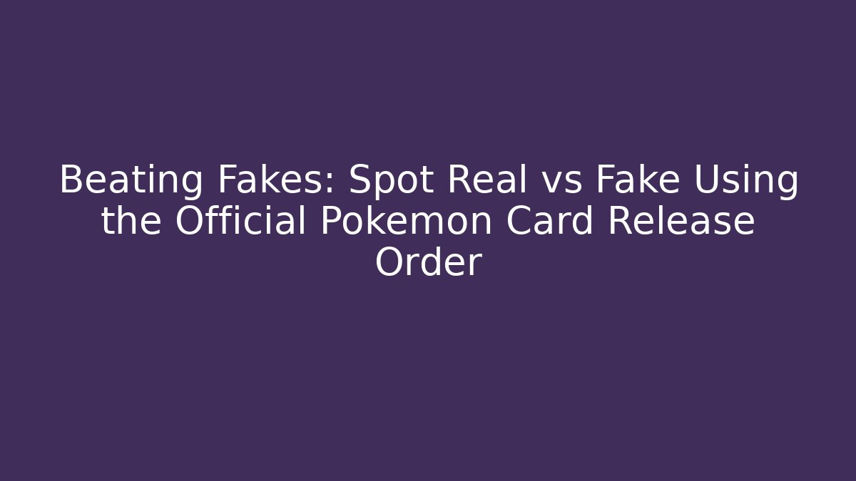 Beating Fakes: Spot Real vs Fake Using the Official Pokemon Card Release Order