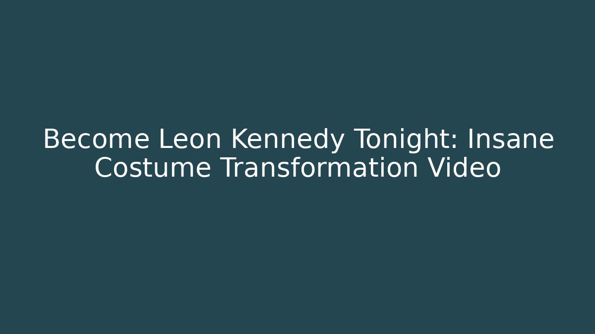 Become Leon Kennedy Tonight: Insane Costume Transformation Video