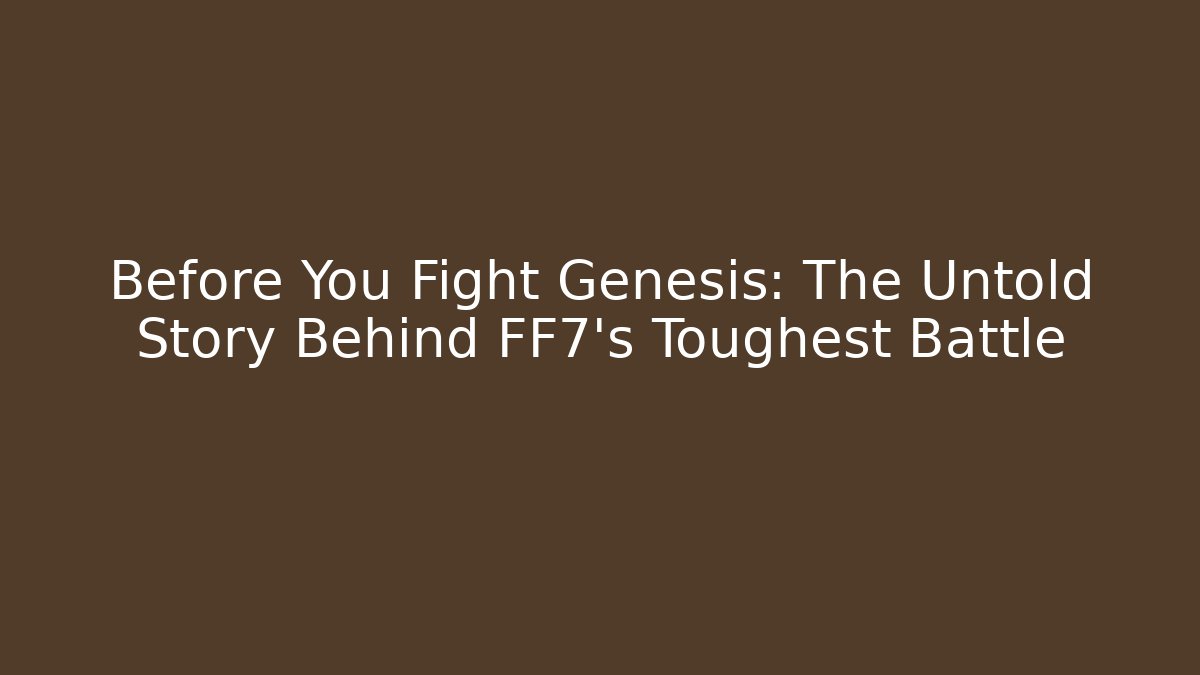 Before You Fight Genesis: The Untold Story Behind FF7's Toughest Battle