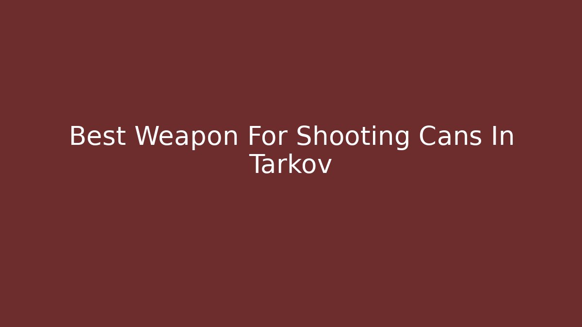 Best Weapon For Shooting Cans In Tarkov