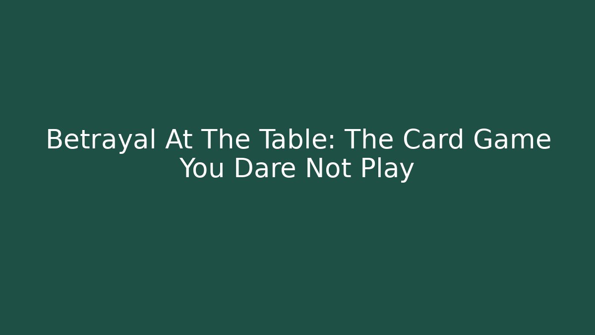 Betrayal At The Table: The Card Game You Dare Not Play
