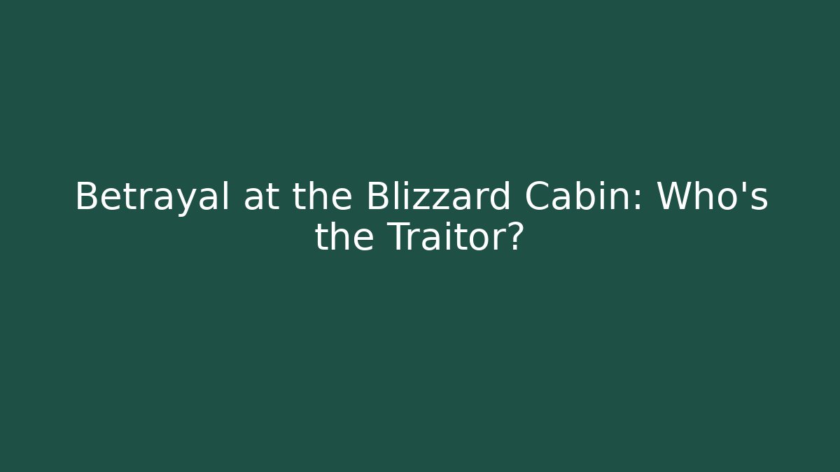 Betrayal at the Blizzard Cabin: Who’s the Traitor?