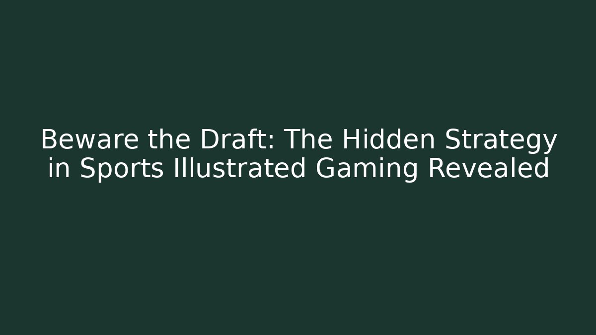 Beware the Draft: The Hidden Strategy in Sports Illustrated Gaming Revealed