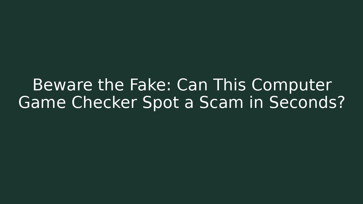 Beware the Fake: Can This Computer Game Checker Spot a Scam in Seconds?