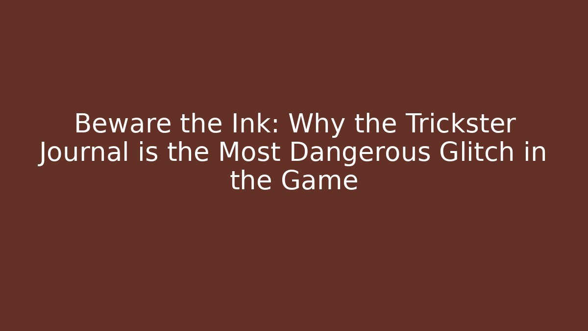 Beware the Ink: Why the Trickster Journal is the Most Dangerous Glitch in the Game