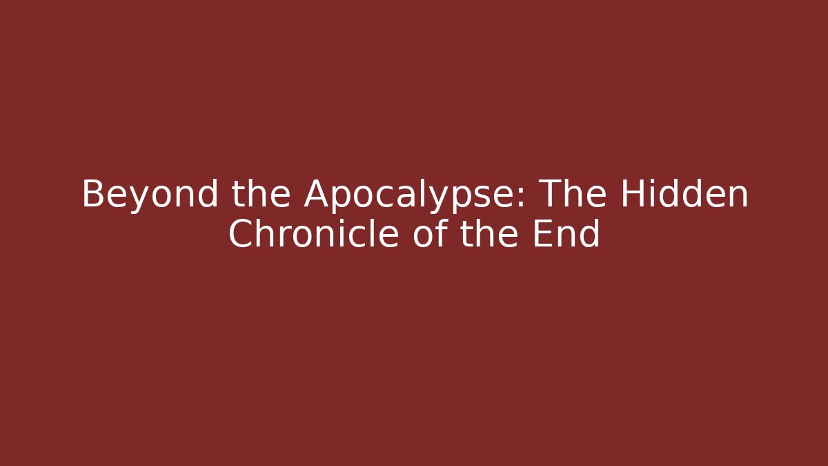Beyond the Apocalypse: The Hidden Chronicle of the End