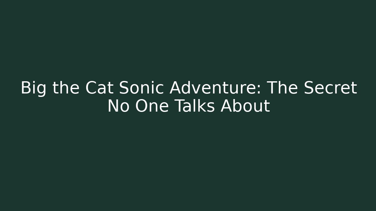 Big the Cat Sonic Adventure: The Secret No One Talks About