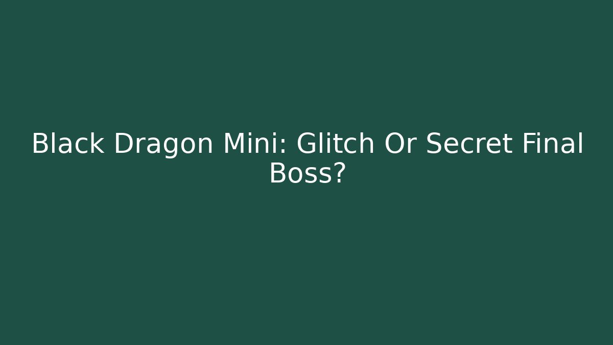 Black Dragon Mini: Glitch Or Secret Final Boss?