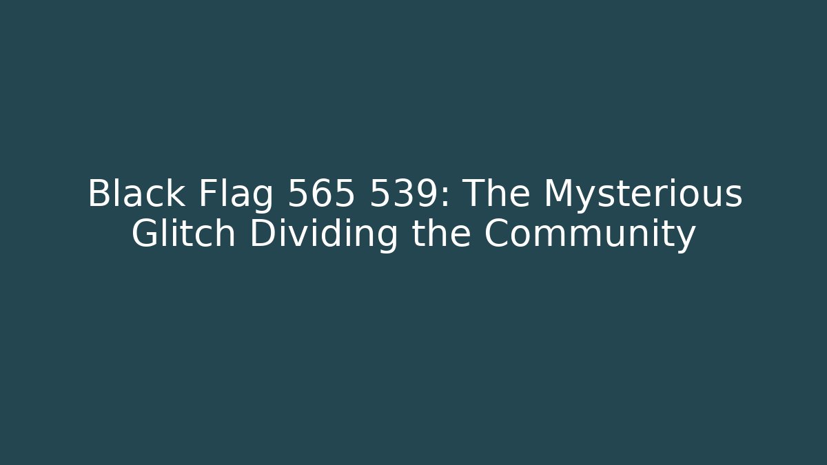 Black Flag 565 539: The Mysterious Glitch Dividing the Community