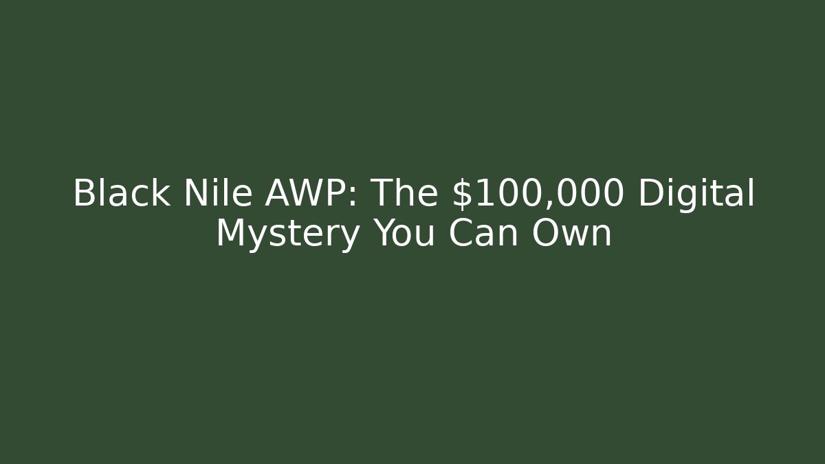 Black Nile AWP: The $100,000 Digital Mystery You Can Own