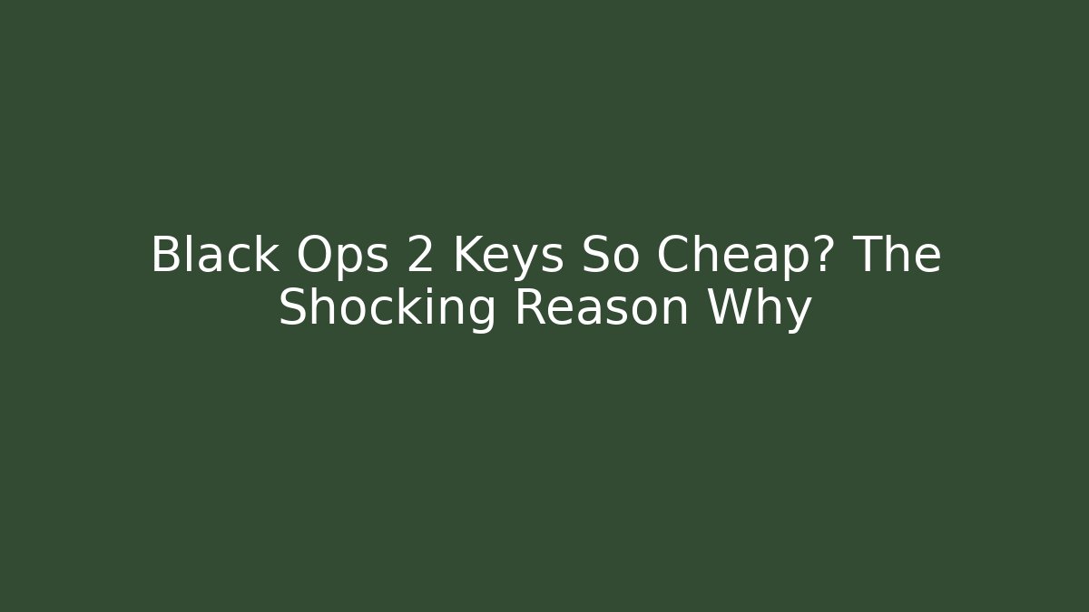 Black Ops 2 Keys So Cheap? The Shocking Reason Why