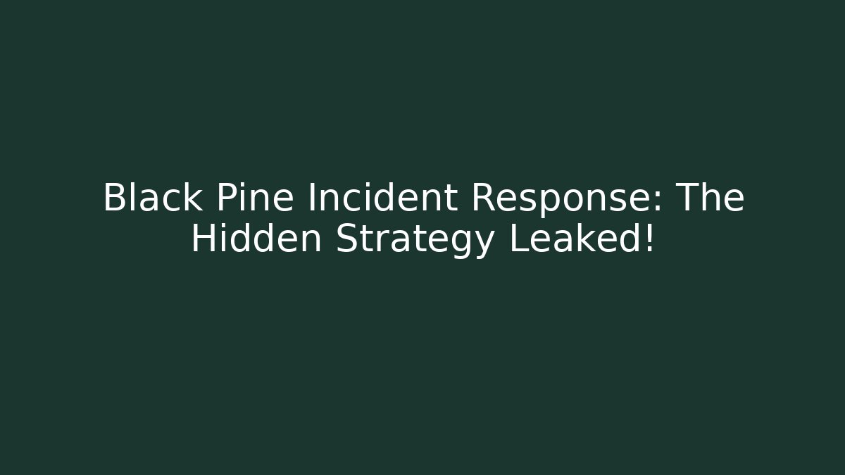 Black Pine Incident Response: The Hidden Strategy Leaked!