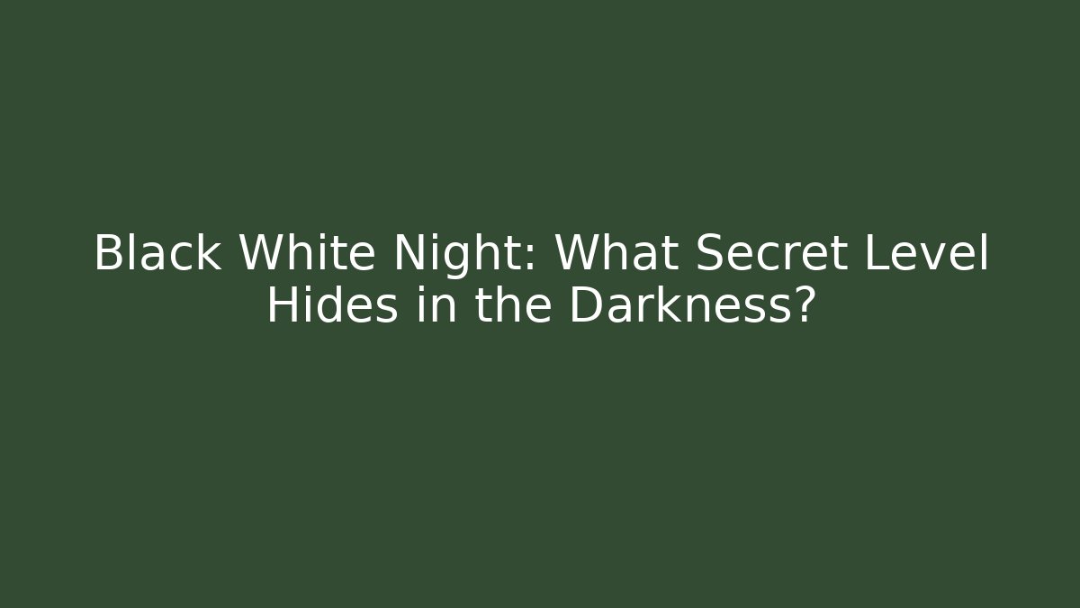 Black White Night: What Secret Level Hides in the Darkness?