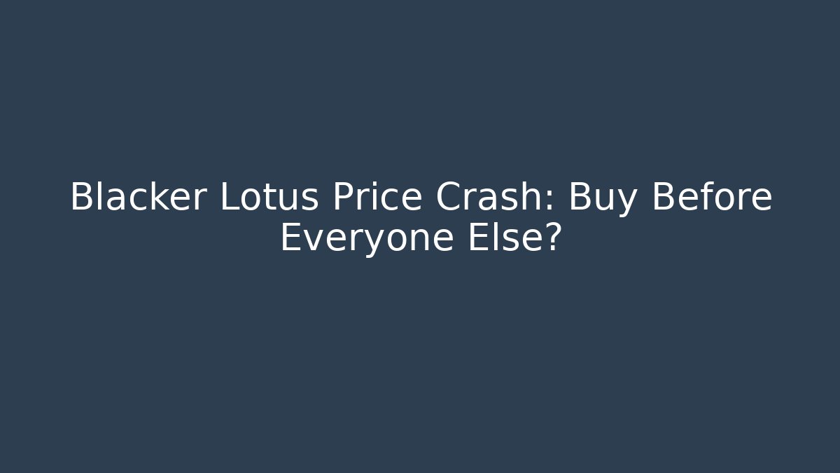 Blacker Lotus Price Crash: Buy Before Everyone Else?